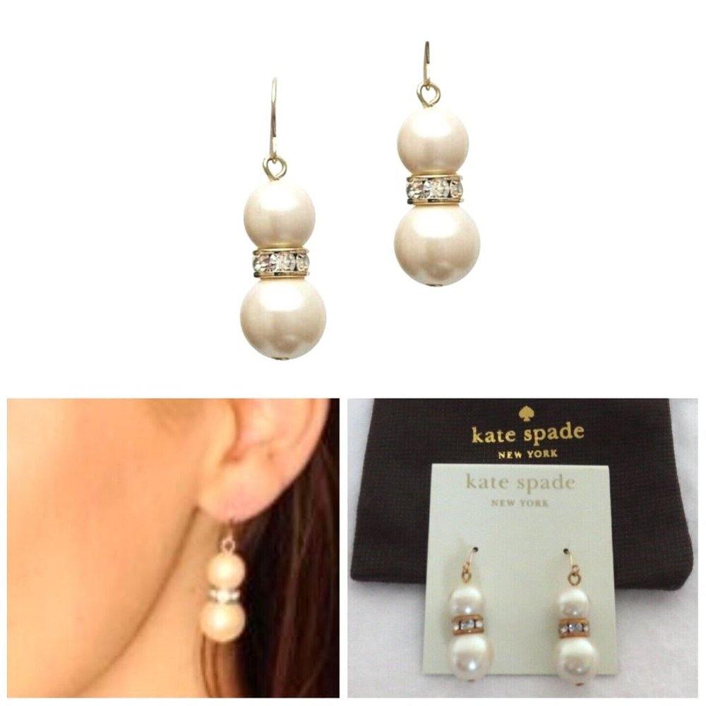NEW KATE SPADE METROPOLITAN PEARL CRYSTAL DROP/DANGLE EARRINGS